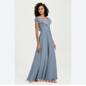 HAYLEY PAIGE Blue V-Neck Ruffled Bridesmaid Prom Special Occasion Dress 10 NWOT